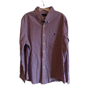 Ralph Lauren Shirt Mens XL Button Down Dress Shirt Preppy Red White Blue